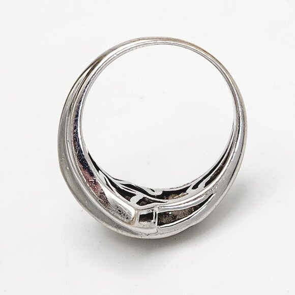 10k White Gold Diamond Ribbon Crossover Wrap Style Band Ring Sz. 7 - Picture 4 of 12